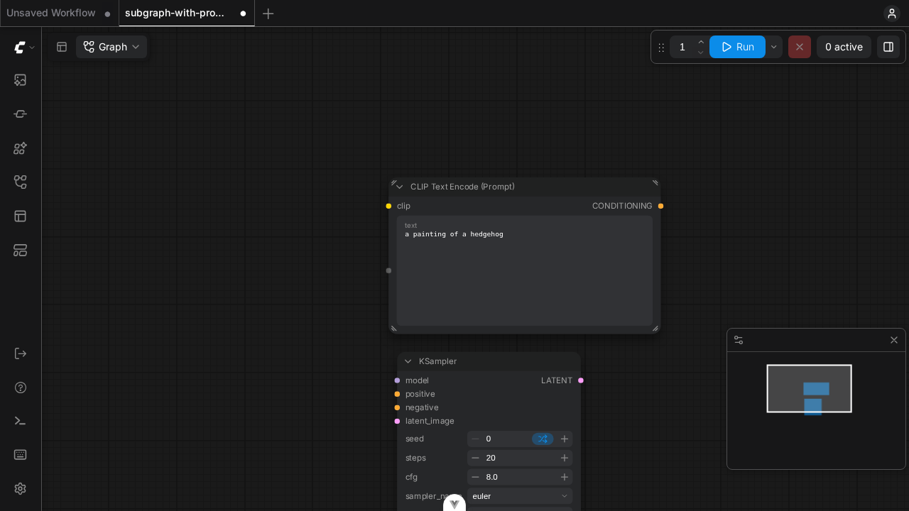 After redo: CLIP Text Encode (Prompt) again shows the adopted prompt text, proving the post-unpack snapshot captured it
